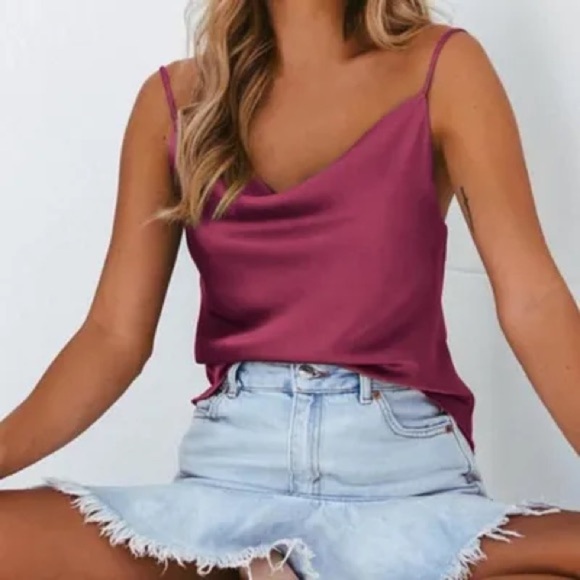 various Tops - New Red Draped Cowl Neck Tank Top Sz Xl